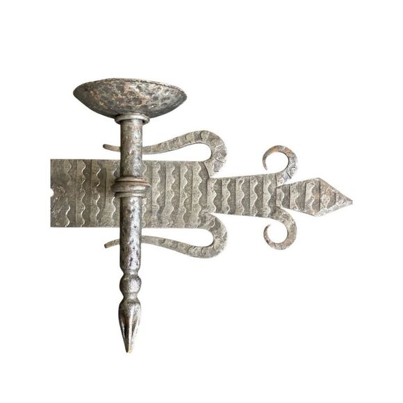 Vintage Gothic Medieval Forged Metal Dart 2 Arm Candle Wall Sconce Holder Candel - Picture 5 of 5